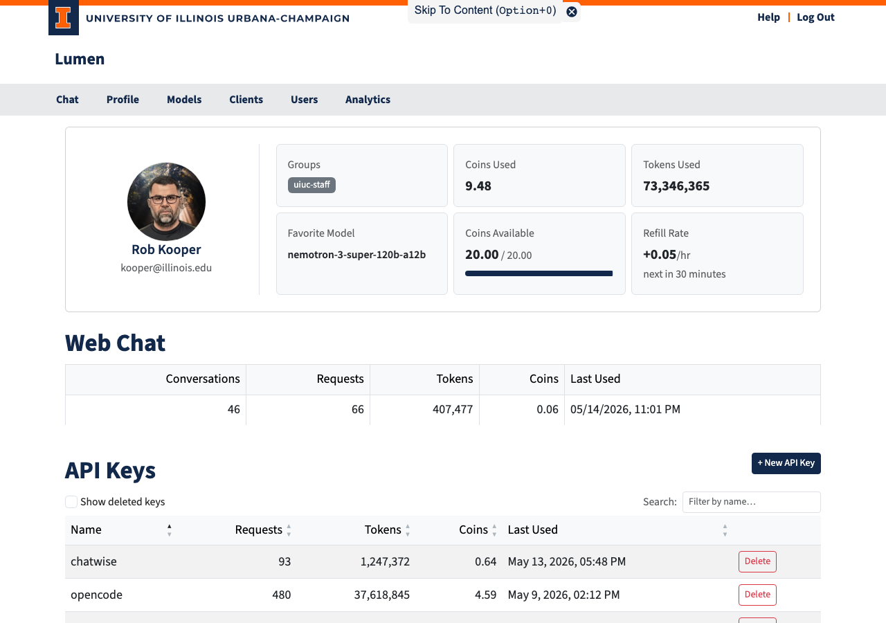 Profile page